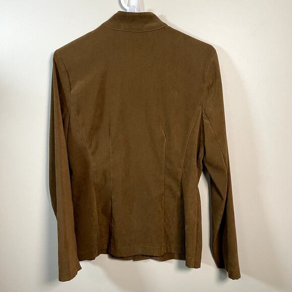 NOTATIONS Womens SM Brown Faux Suede Zipper Front Fitted Jacket EUC Western - Picture 3 of 6